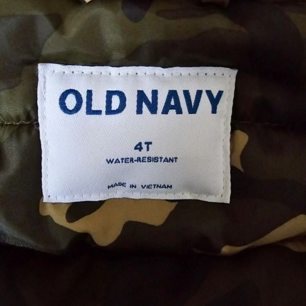 Old Navy Boys Navy Blue Camo Lined Puffer Jacket Size 4T‎